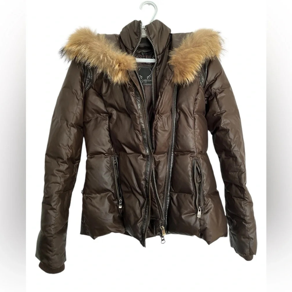BOD&CHIRSTENSEN brown puffer Jacket with real fur